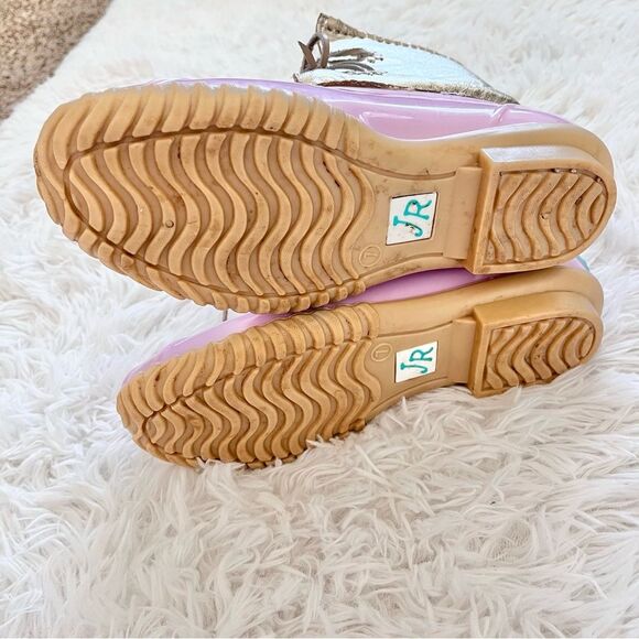 Jack Rogers Women's Chloe Metallic Rain Boot pink gold lace up size 7 - Picture 7 of 7